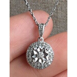 SLD 925 sterling silver genius diamond Necklace 18"
